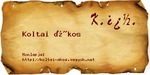 Koltai Ákos névjegykártya